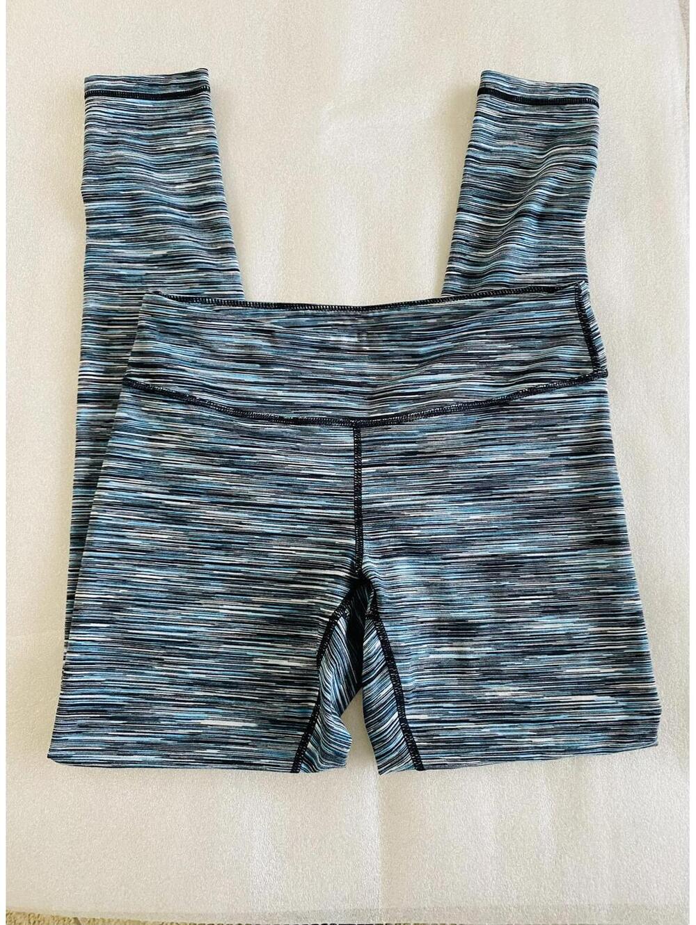 Zella Blue and Black Space-Dye Patterned Leggings